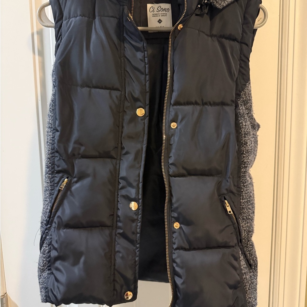 Ci Sono navy Quilted Vest with Gold Buttons